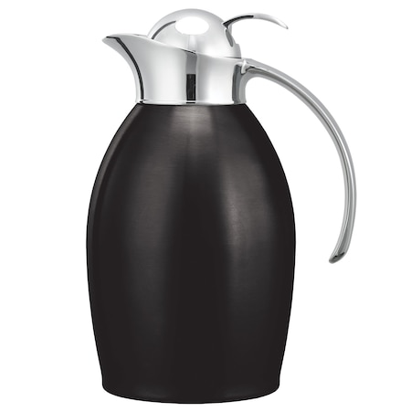 Service Ideas Nicollet Series Push Button Stainless Vacuum Insulated Carafe, 33.8 Ounce, Black Onyx NIC10BSPBBX